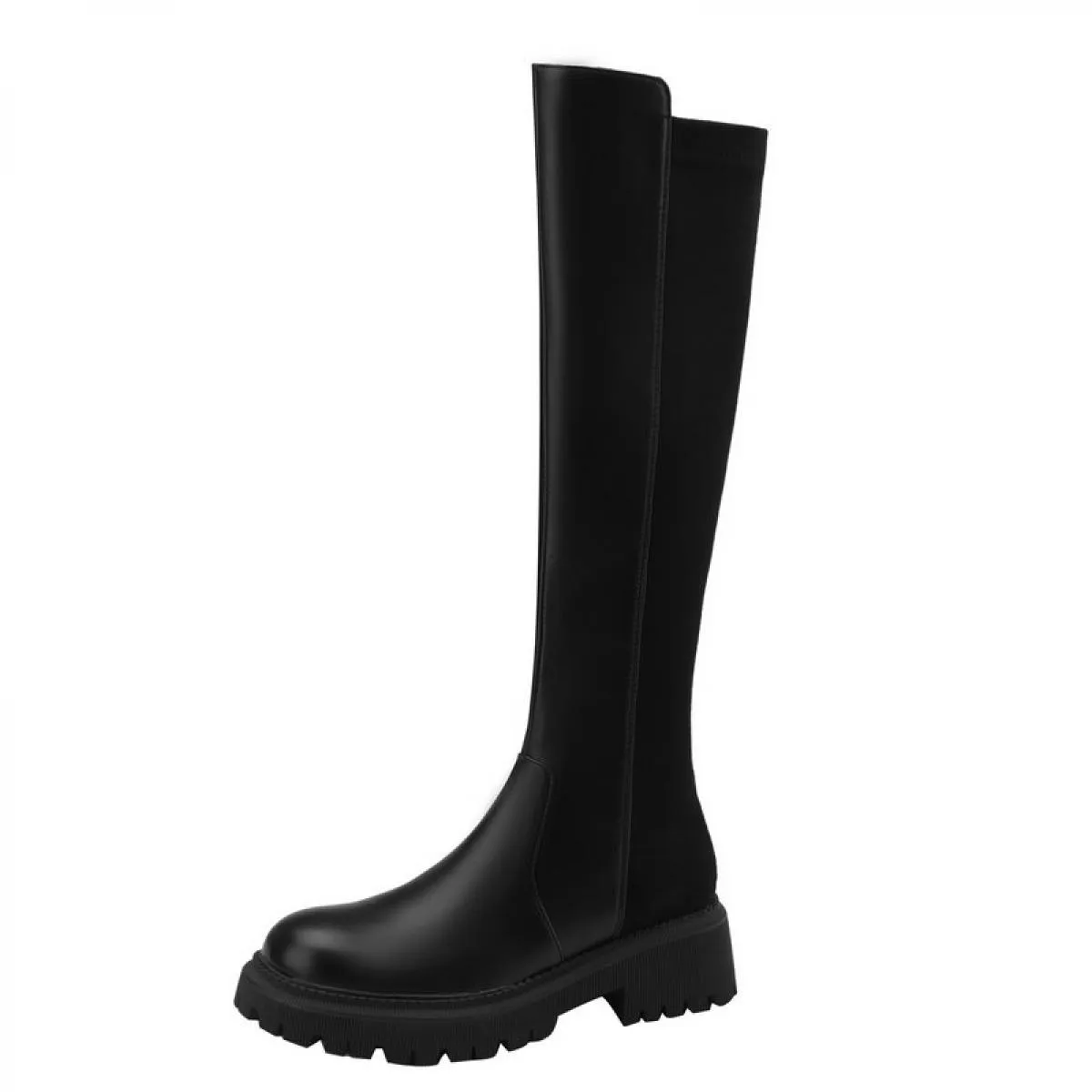 2024 Moda Donna Stivali al ginocchio occidentali Tacchi alti spessi Scarpe da ufficio casual Donna Autunno Autunno Grandi dimens