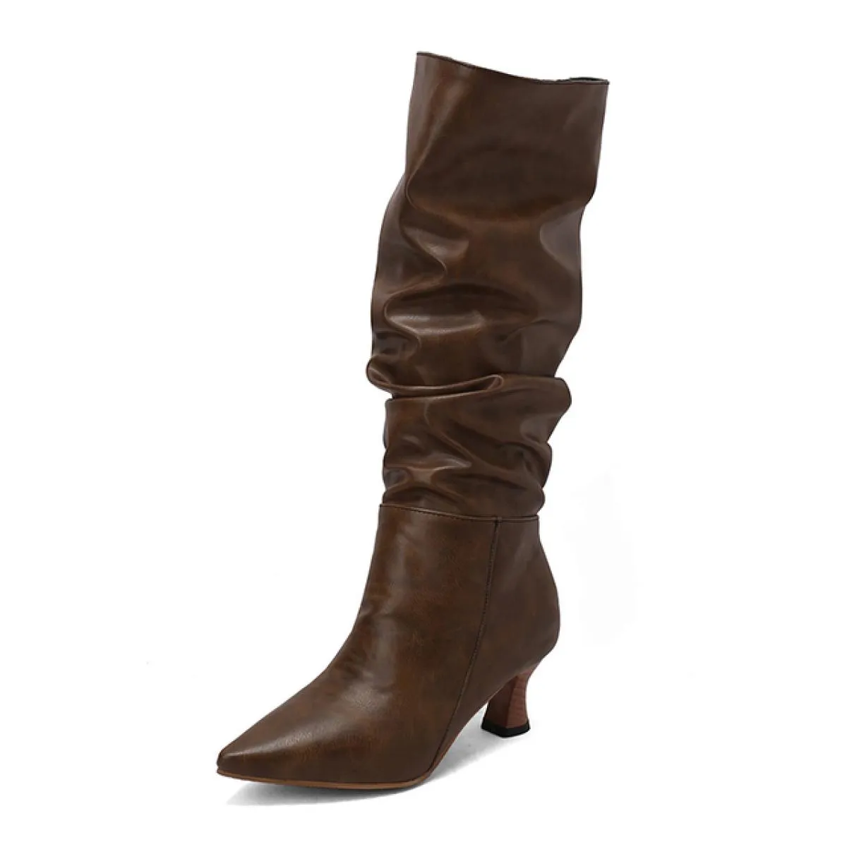 2024 Nuove pieghe stivali al ginocchio moda donna nuove scarpe a punta scarpe da donna stivali lunghi quotidiani 5 cm stivali ta