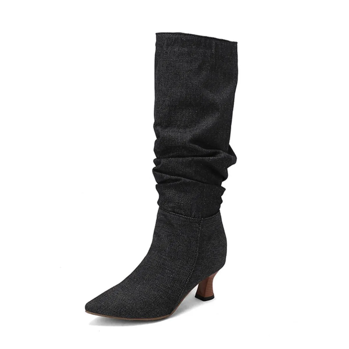 2024 Nuove pieghe stivali al ginocchio moda donna nuove scarpe a punta scarpe da donna stivali lunghi quotidiani 5 cm stivali ta