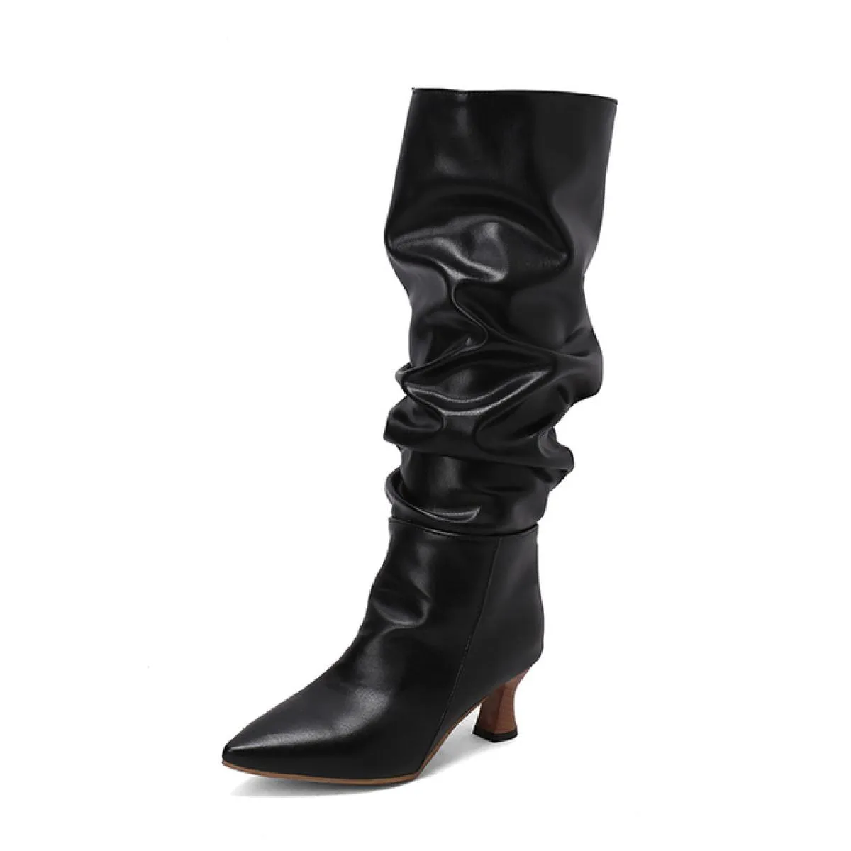 2024 Nuove pieghe stivali al ginocchio moda donna nuove scarpe a punta scarpe da donna stivali lunghi quotidiani 5 cm stivali ta