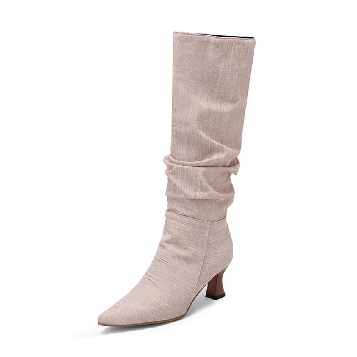 2024 Nuove pieghe stivali al ginocchio moda donna nuove scarpe a punta scarpe da donna stivali lunghi quotidiani 5 cm stivali ta