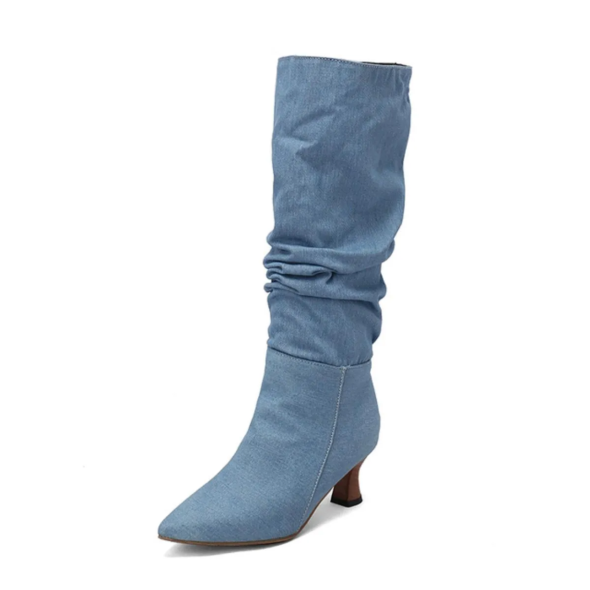 2024 Nuove pieghe stivali al ginocchio moda donna nuove scarpe a punta scarpe da donna stivali lunghi quotidiani 5 cm stivali ta