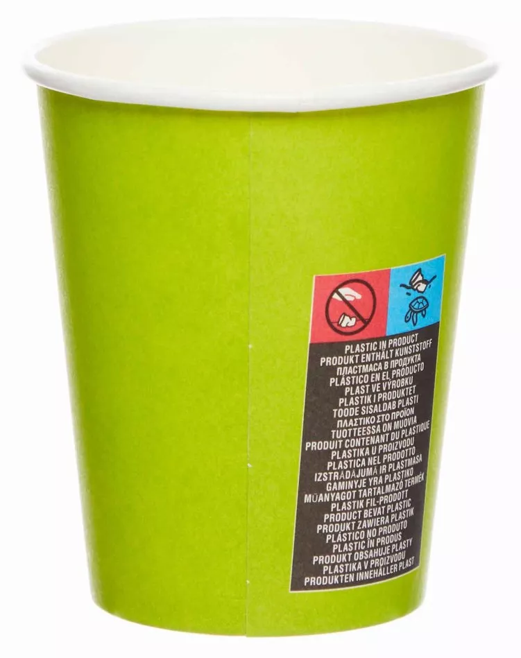 8 bicchieri di carta verde lime 227m