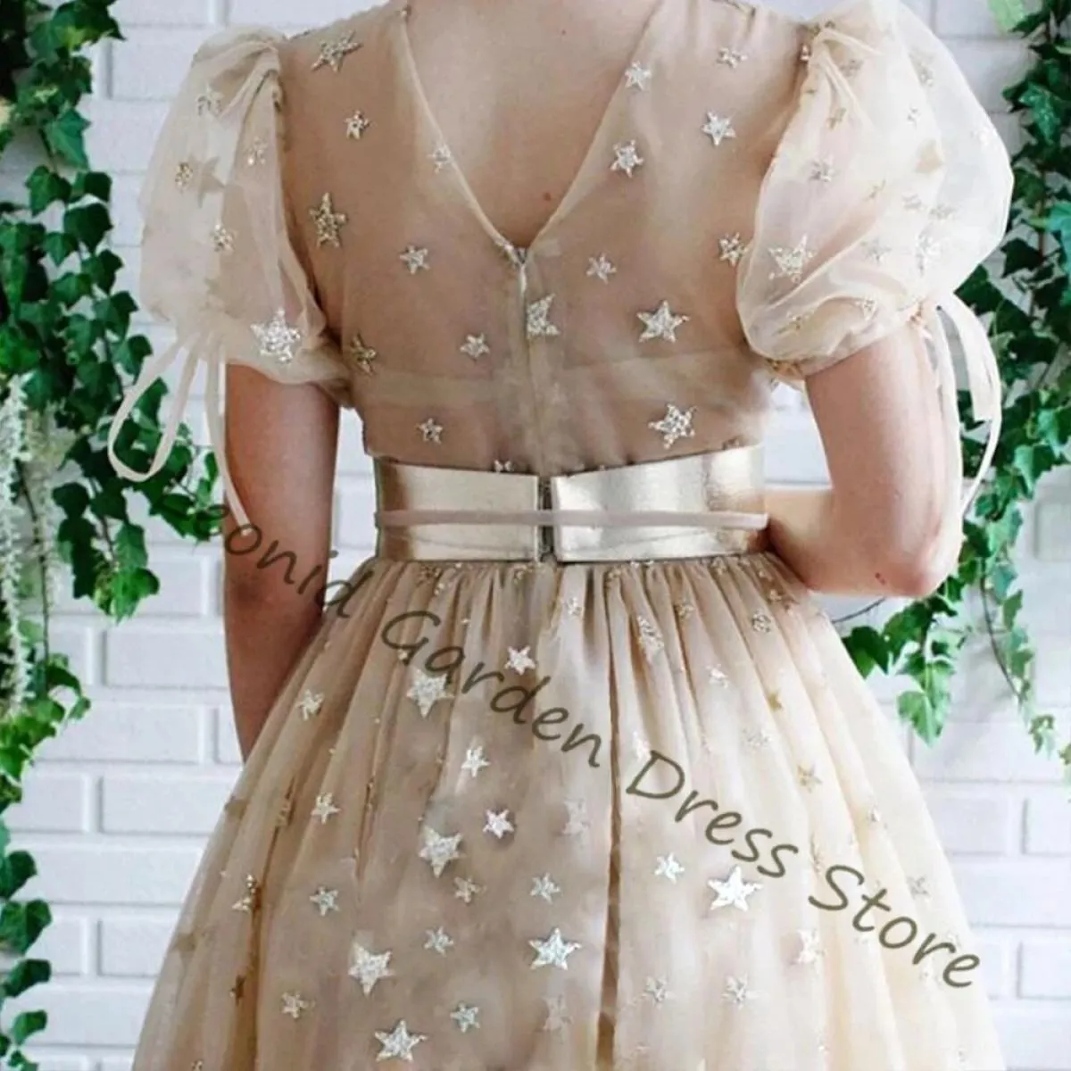 Abito da sera champagne Abiti da sera Donna Abiti da sera in tulle Scollo a V da sera