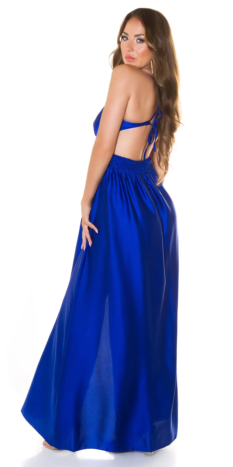 Abito lungo AL239  blu reale