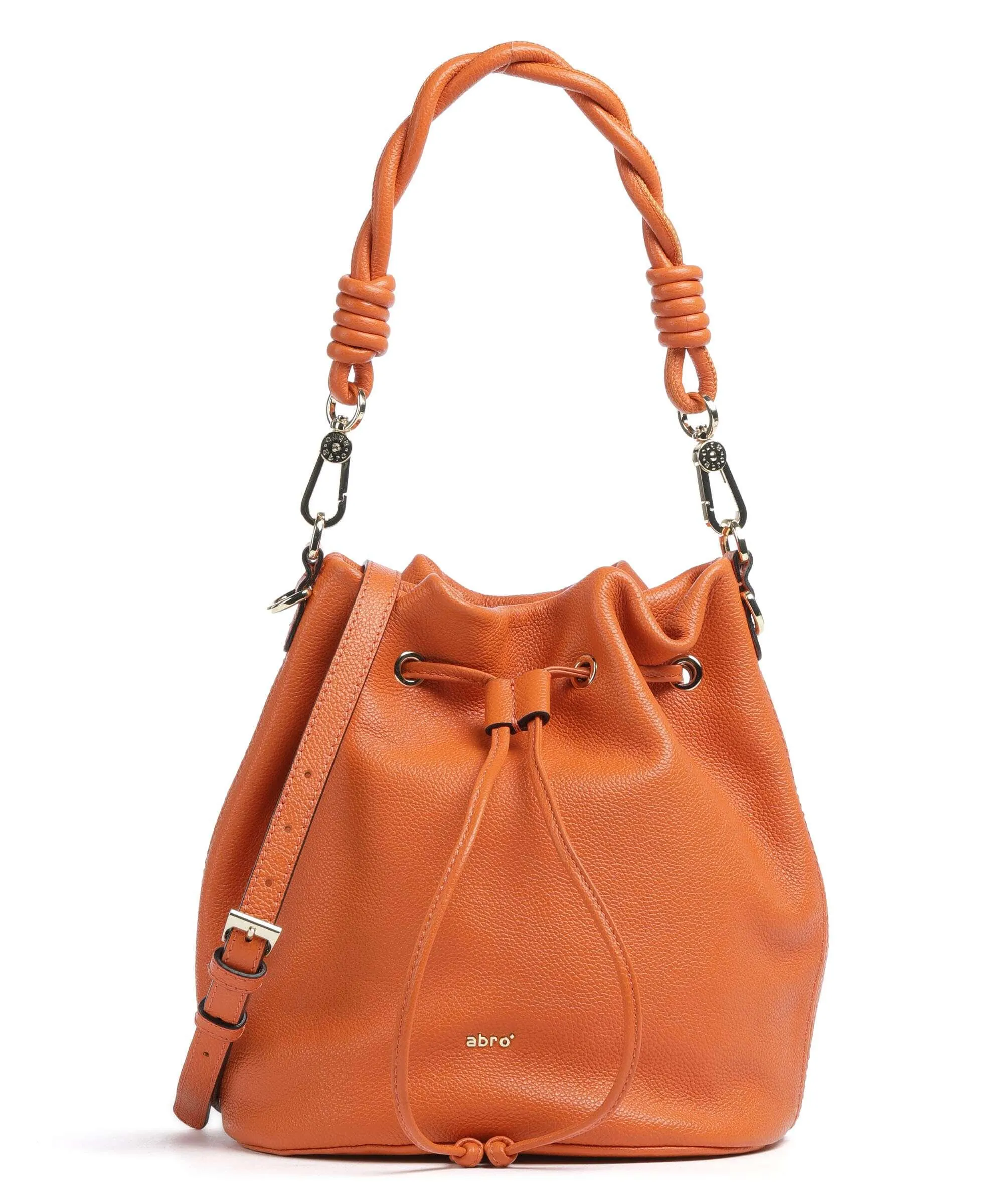  Abro Kavir Drawstring Borsa a secchiello pelle di vacchetta grana arancio  