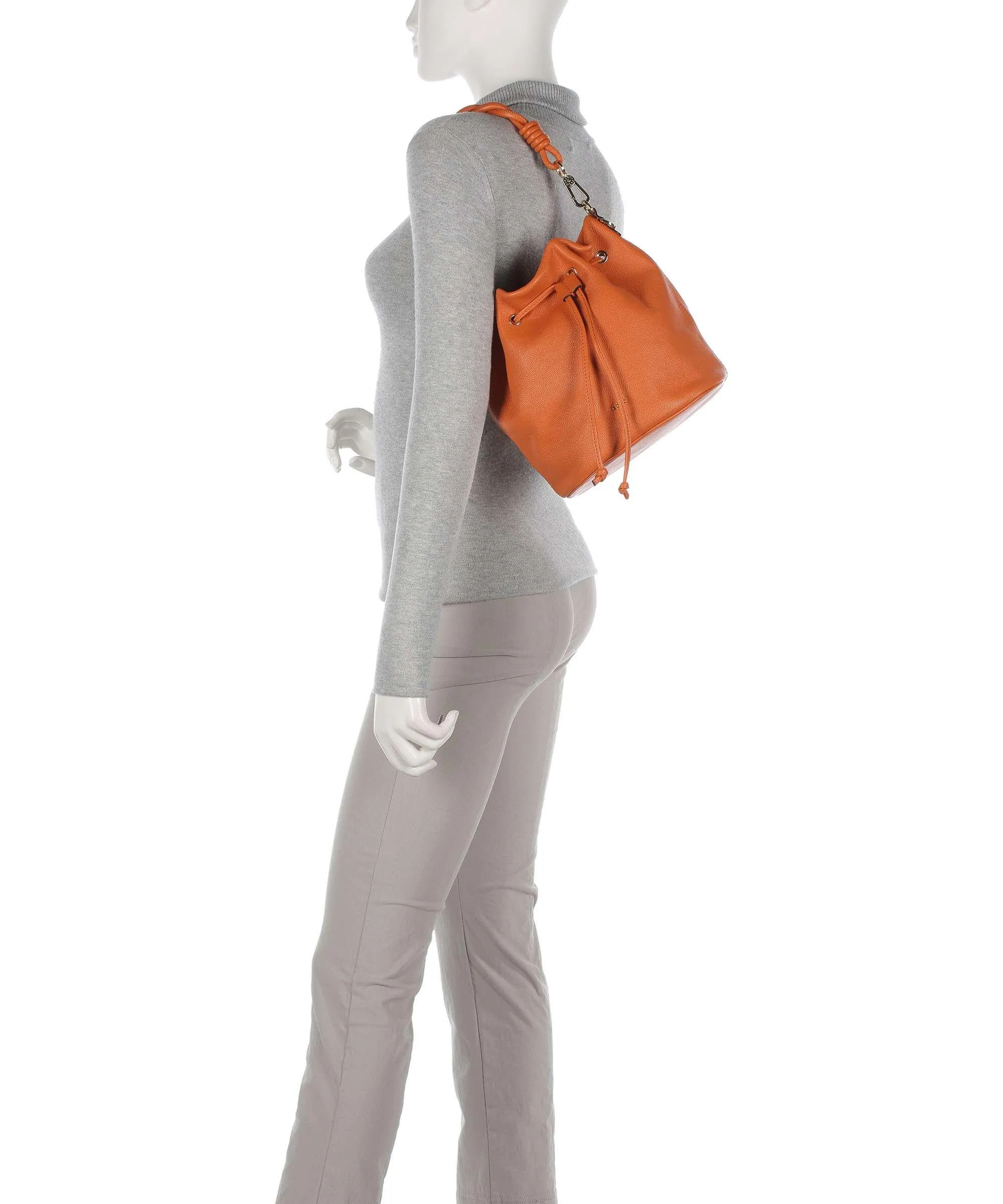  Abro Kavir Drawstring Borsa a secchiello pelle di vacchetta grana arancio  