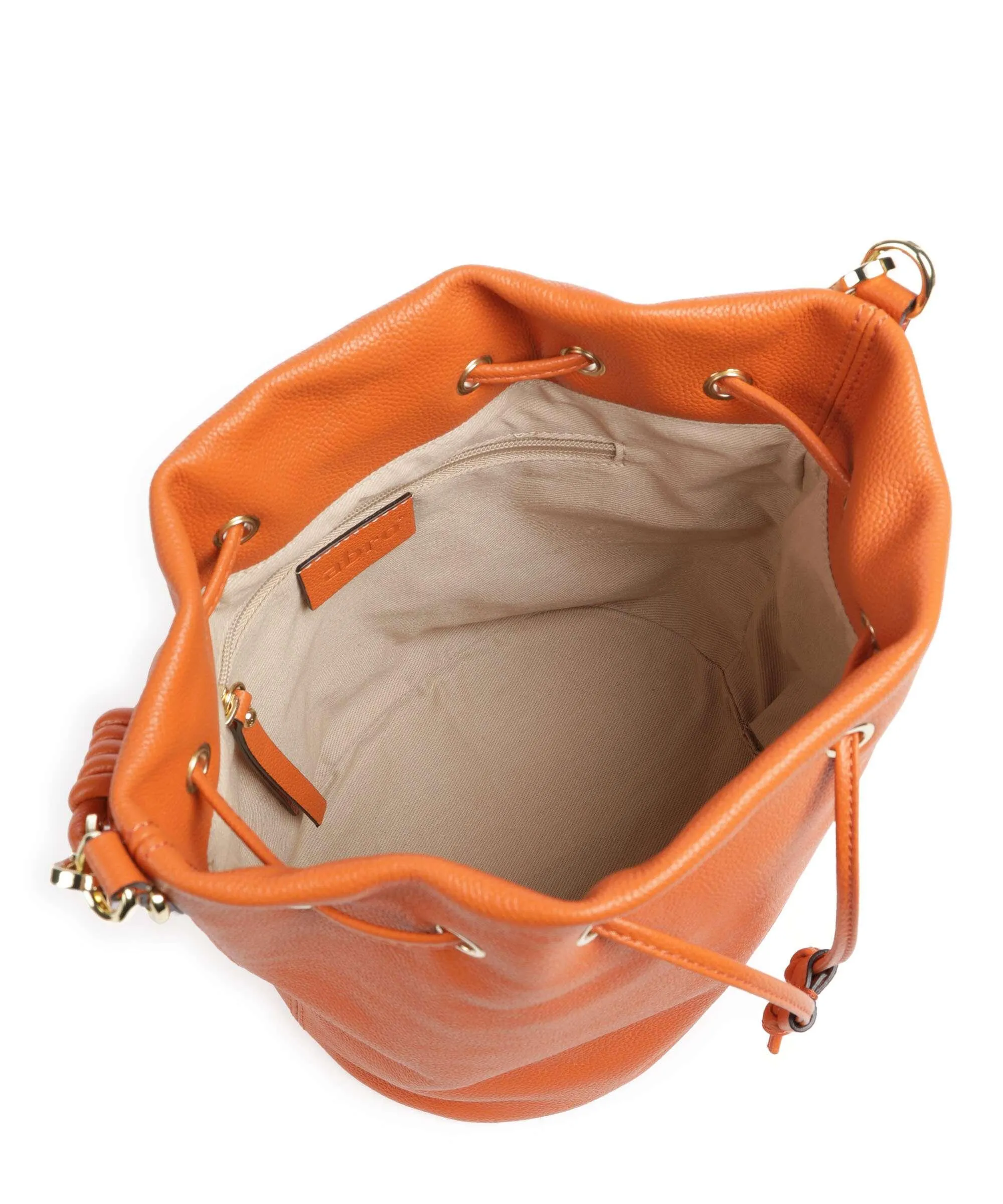 Abro Kavir Drawstring Borsa a secchiello pelle di vacchetta grana arancio  