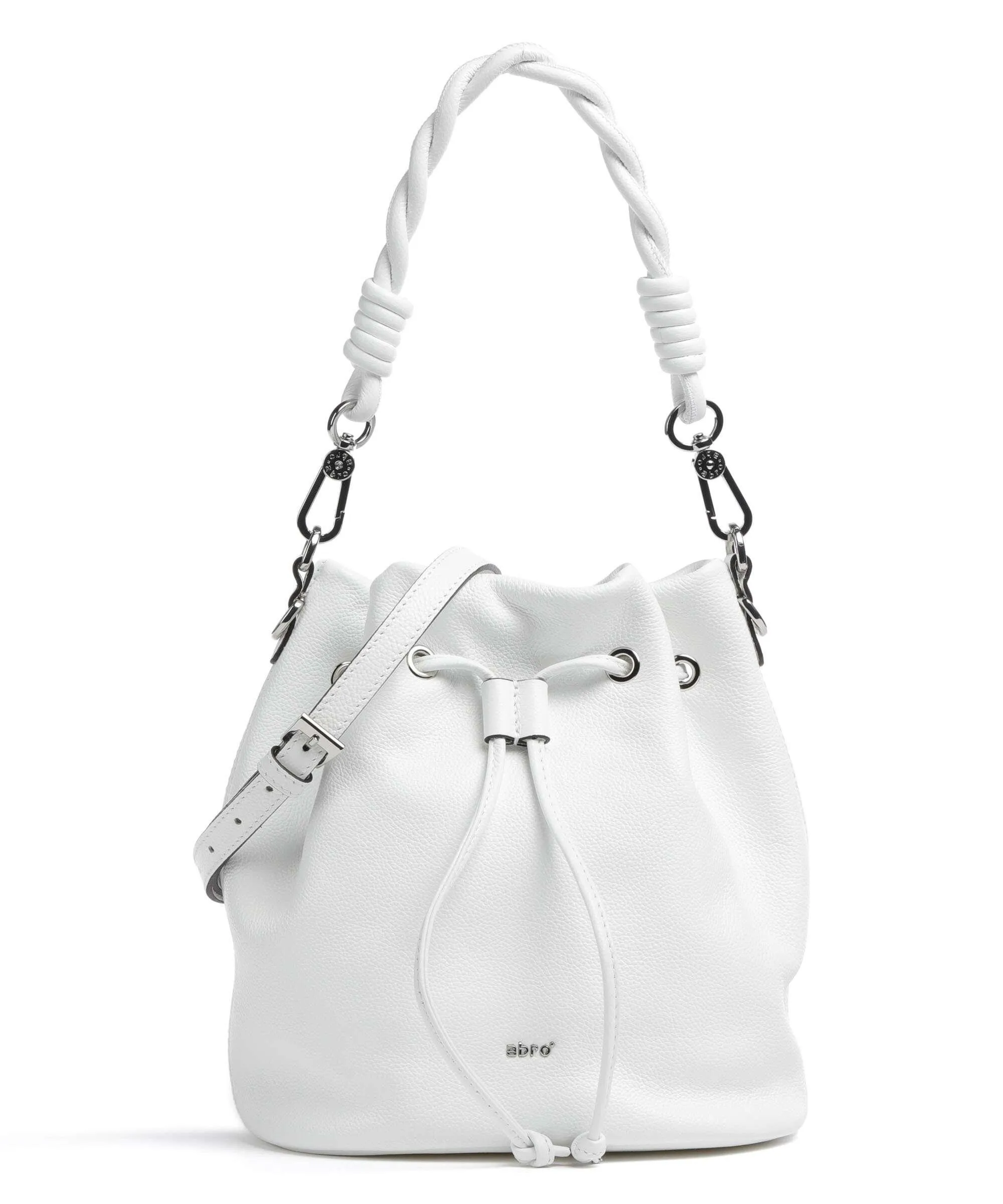  Abro Kavir Drawstring Borsa a secchiello pelle di vacchetta grana bianco  