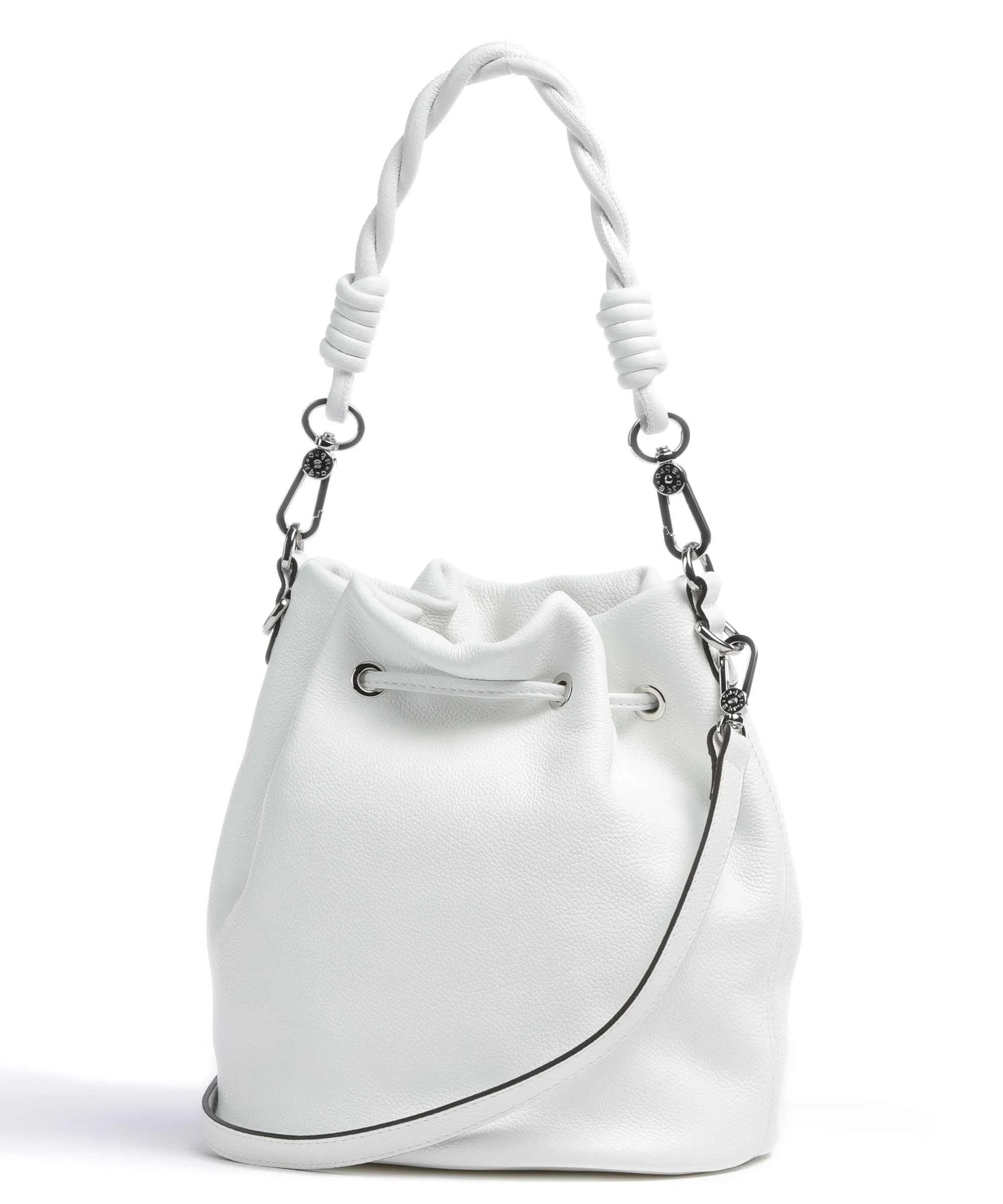  Abro Kavir Drawstring Borsa a secchiello pelle di vacchetta grana bianco  
