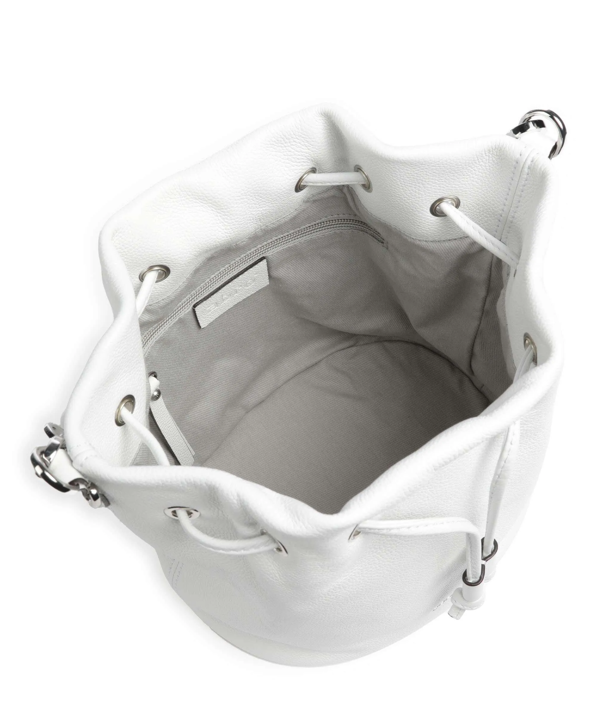  Abro Kavir Drawstring Borsa a secchiello pelle di vacchetta grana bianco  