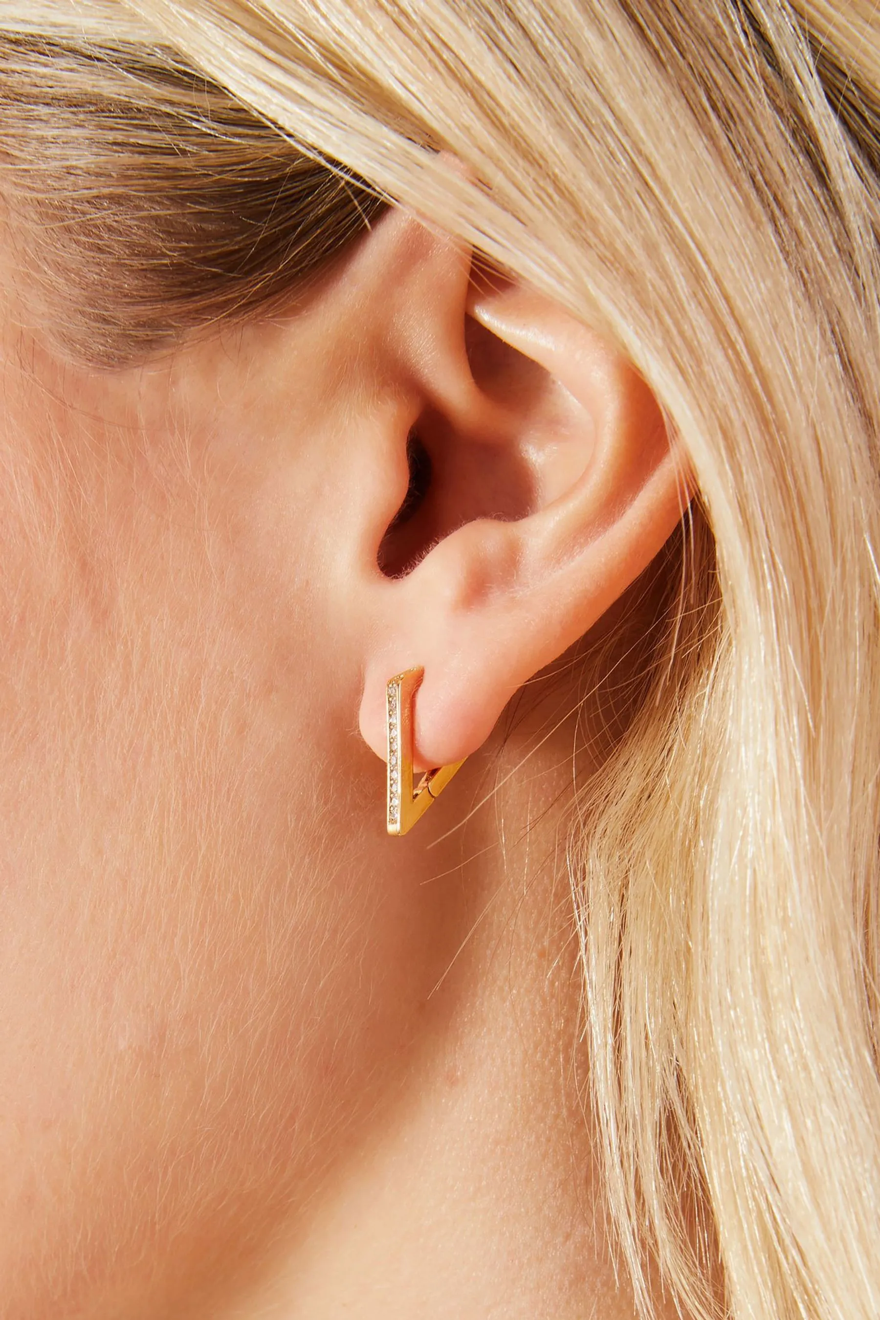 Accessorize - Orecchini a cerchio a triangolo 14ct placcati