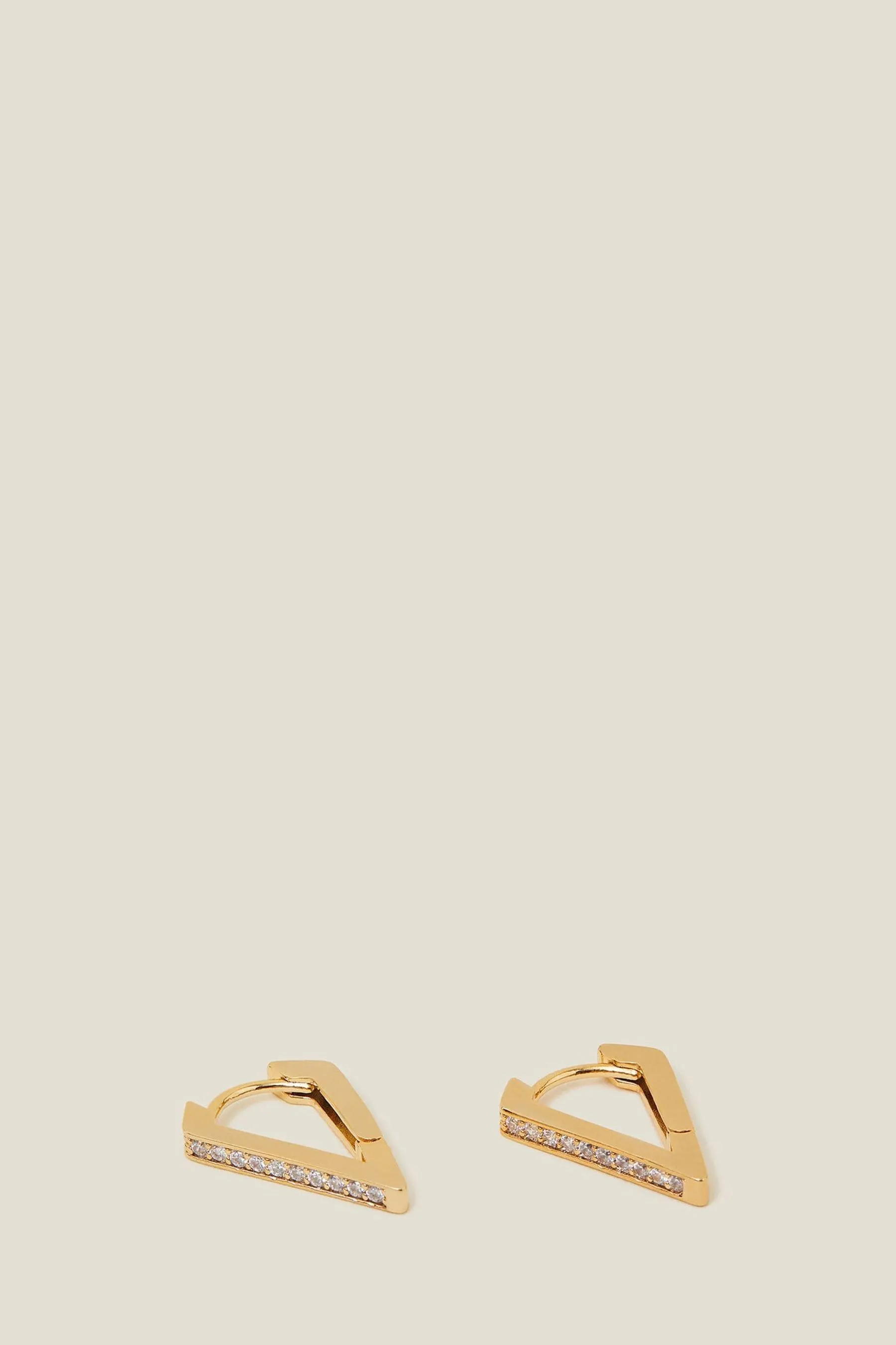 Accessorize - Orecchini a cerchio a triangolo 14ct placcati