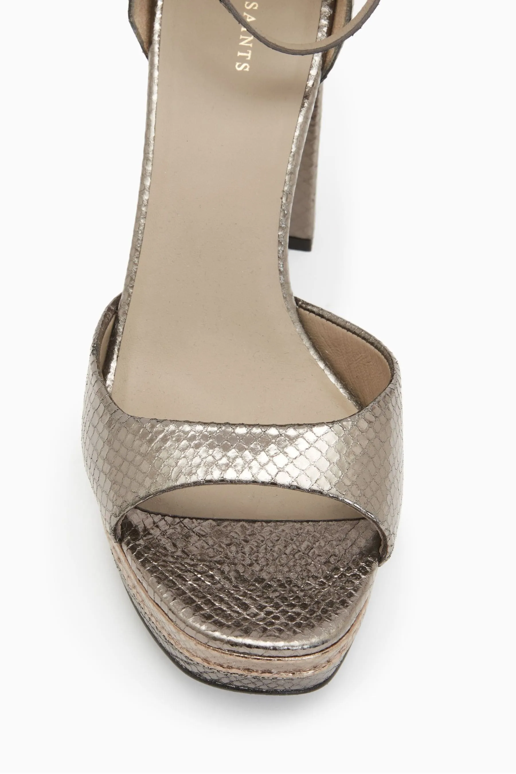 AllSaints - Oro - Tia Met - Scarpe con tacco e plateau