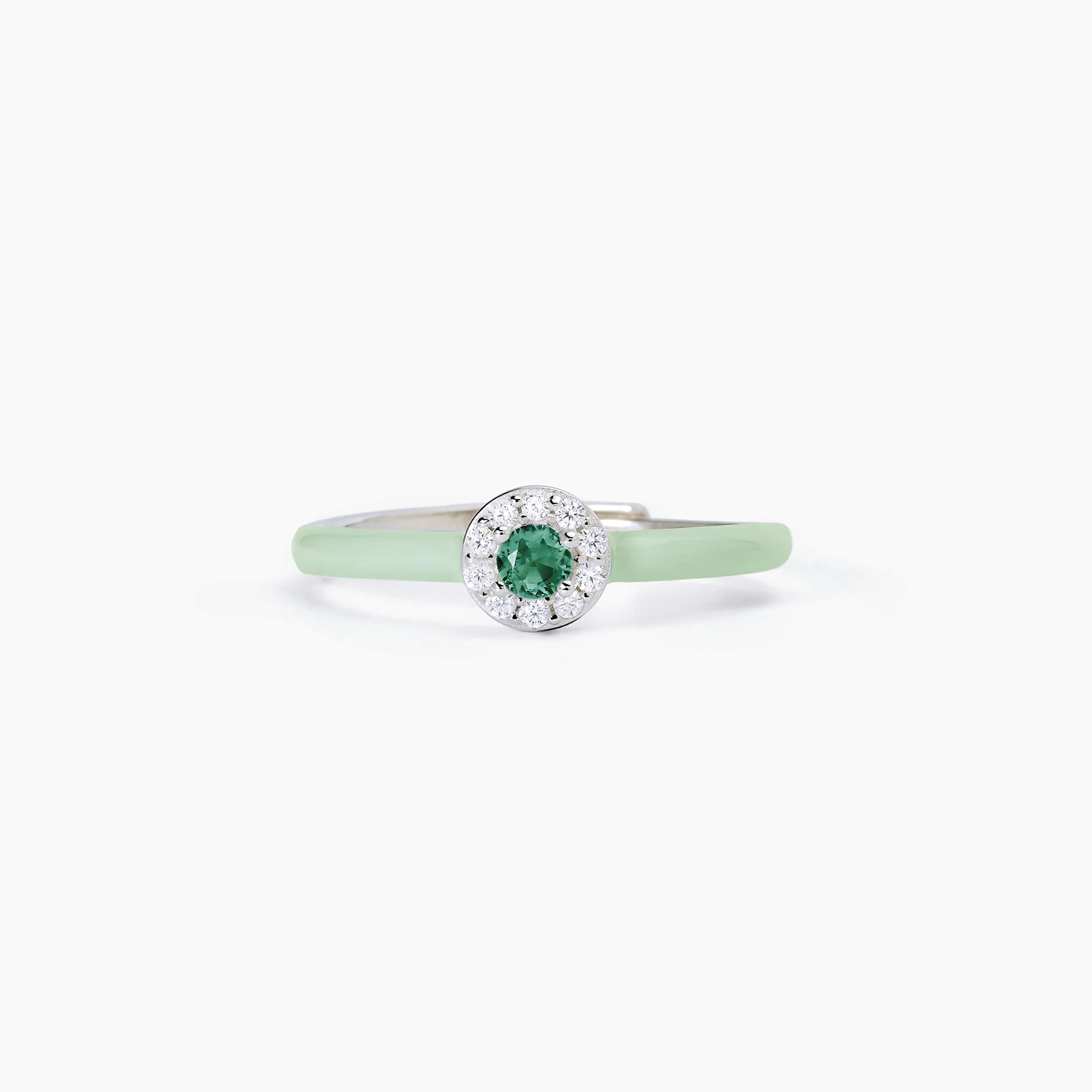 Anello Smalto Verde e Zircone Mabina Gioielli 523311
