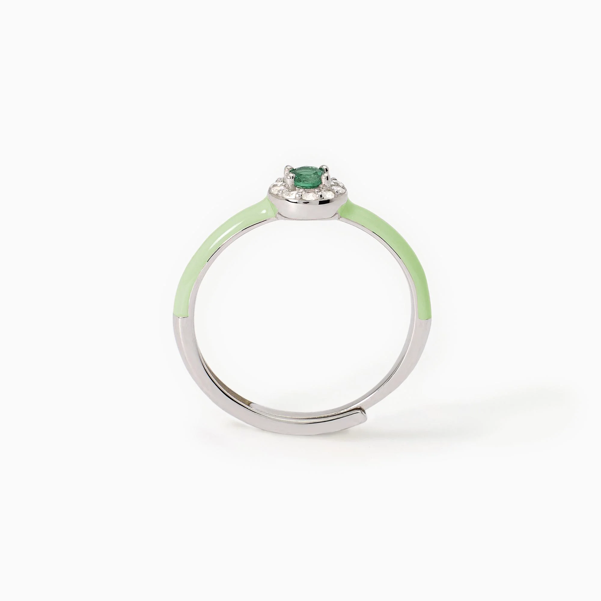 Anello Smalto Verde e Zircone Mabina Gioielli 523311
