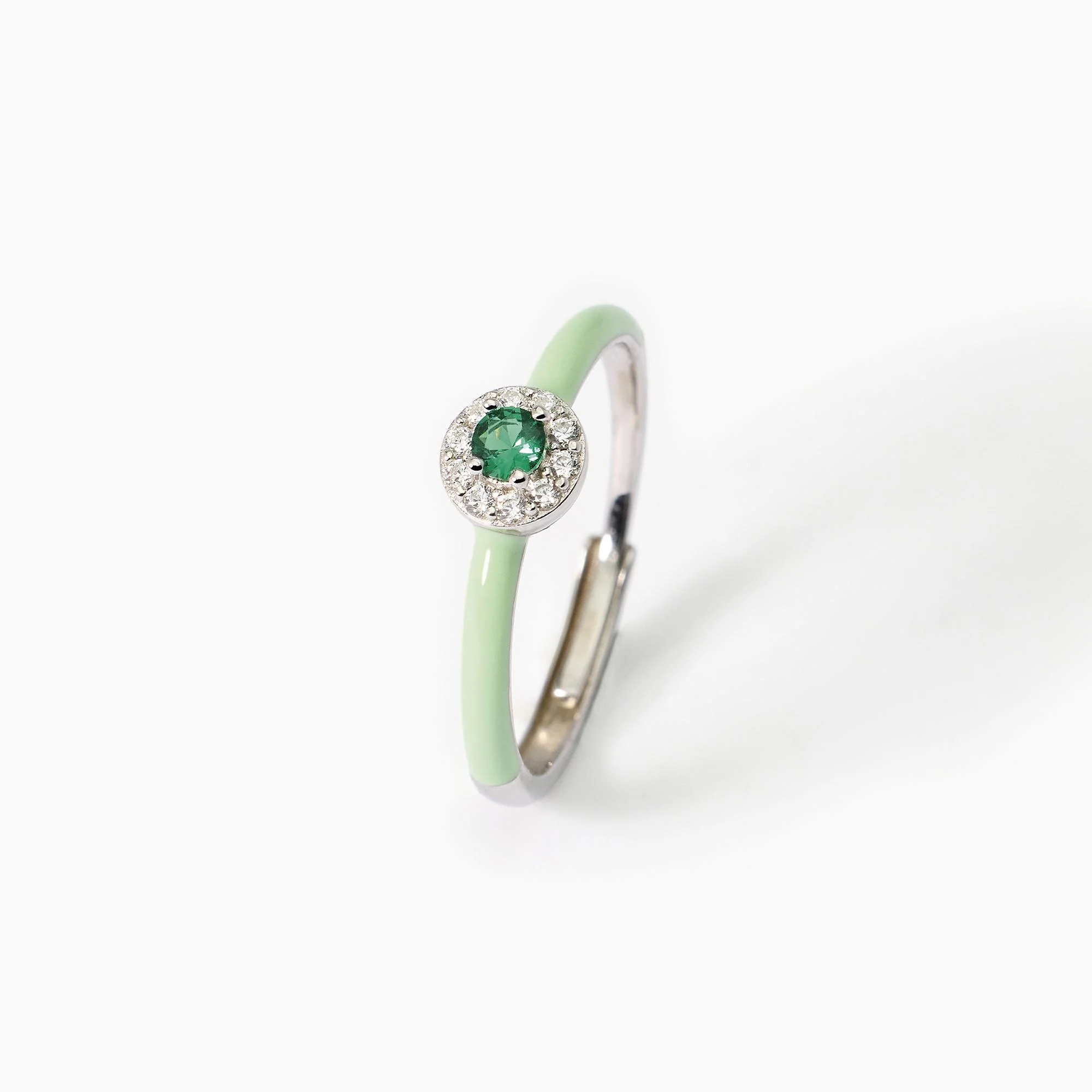 Anello Smalto Verde e Zircone Mabina Gioielli 523311