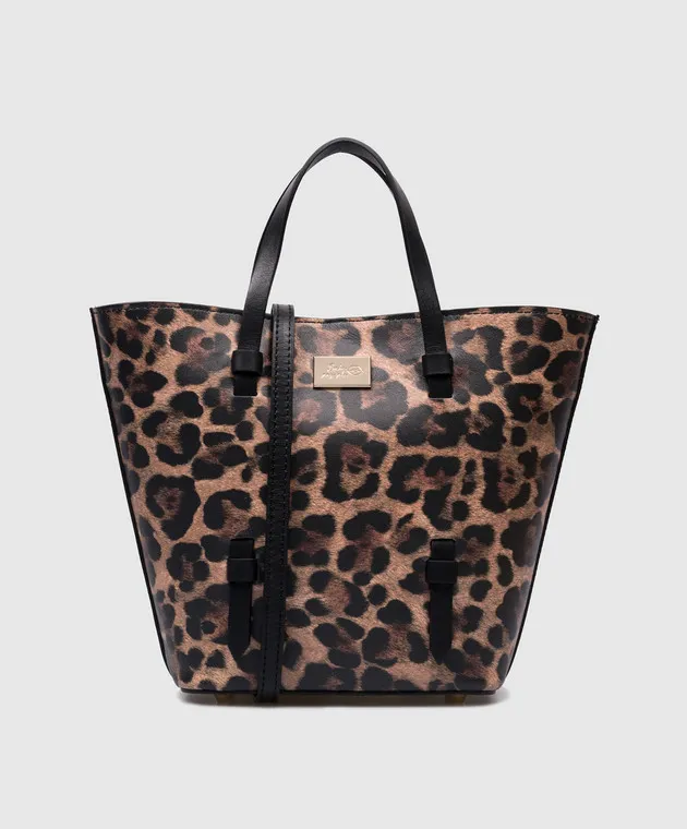 Babe Pay Pls Borsa tote in pelle con stampa animalistica 05156SY