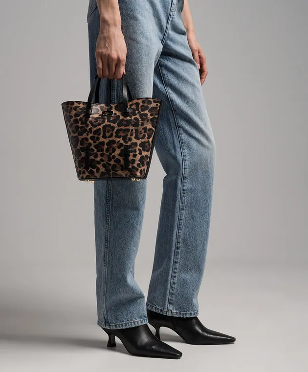 Babe Pay Pls Borsa tote in pelle con stampa animalistica 05156SY
