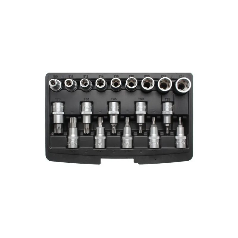 BGS 95100 cassetta 19 pz. set assortimento bussole 1/2" Torx femmina e maschio