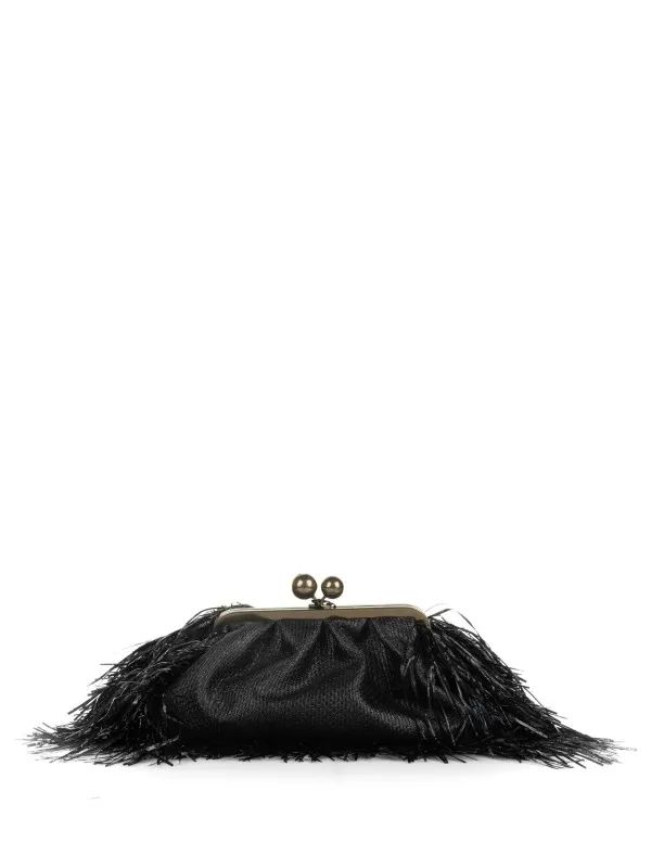 Black clutch bag with fringes