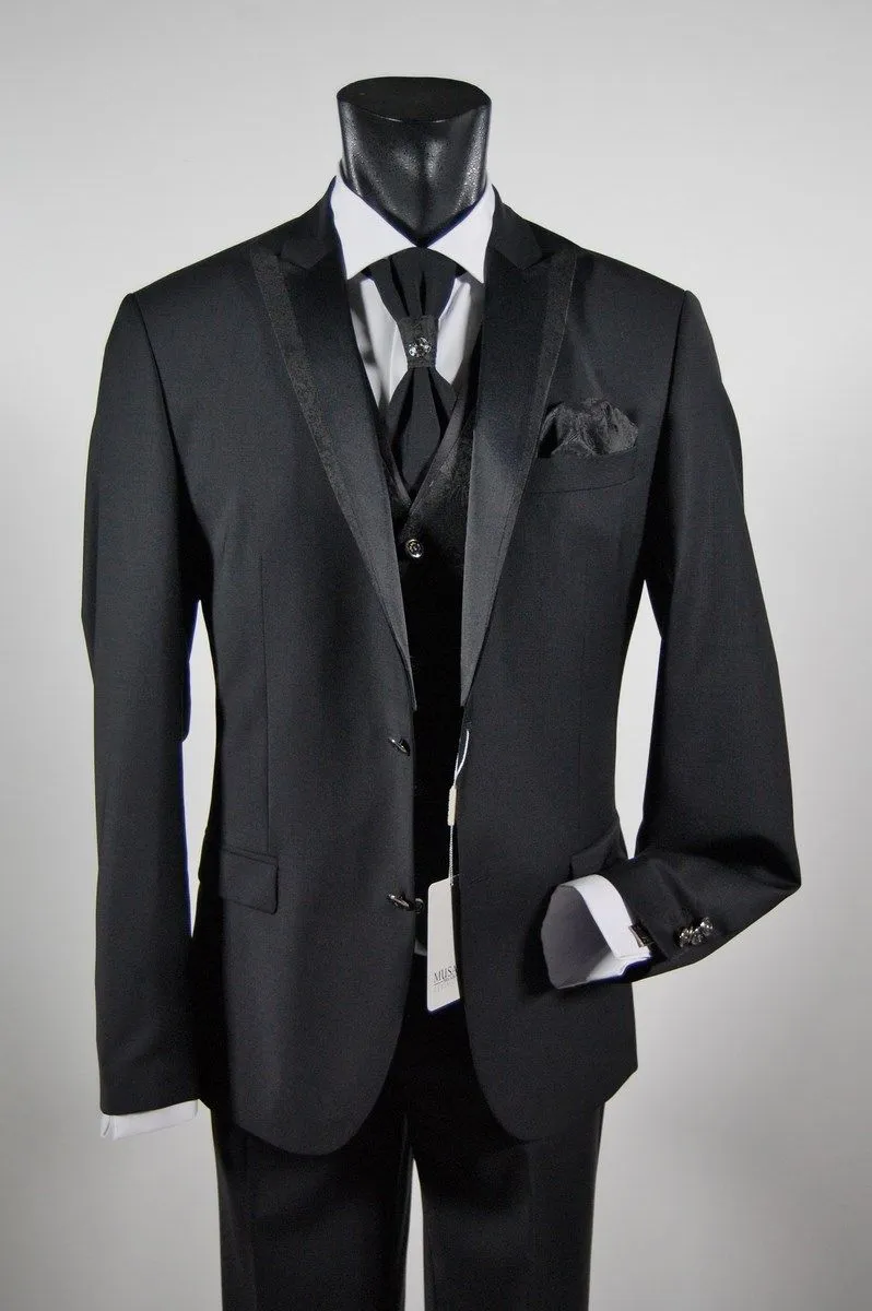 Black stretch wool suit men drop ceremony six musani