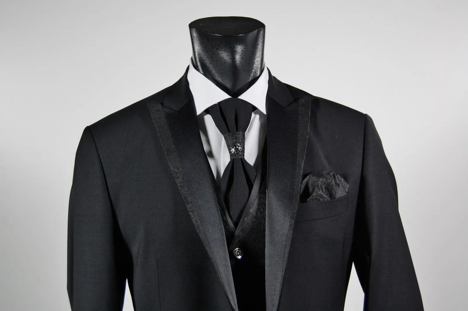 Black stretch wool suit men drop ceremony six musani