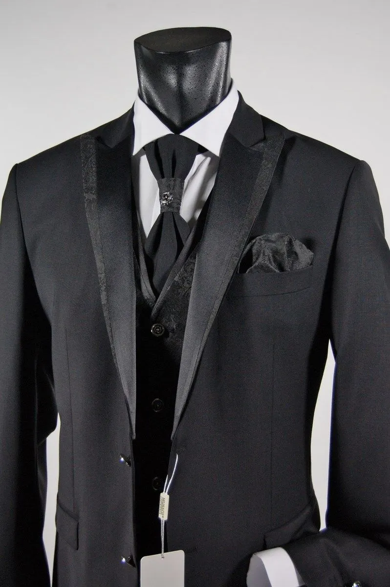 Black stretch wool suit men drop ceremony six musani