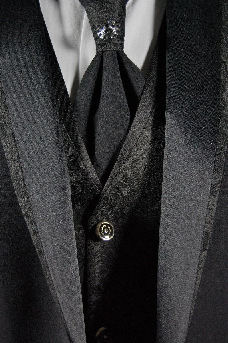 Black stretch wool suit men drop ceremony six musani