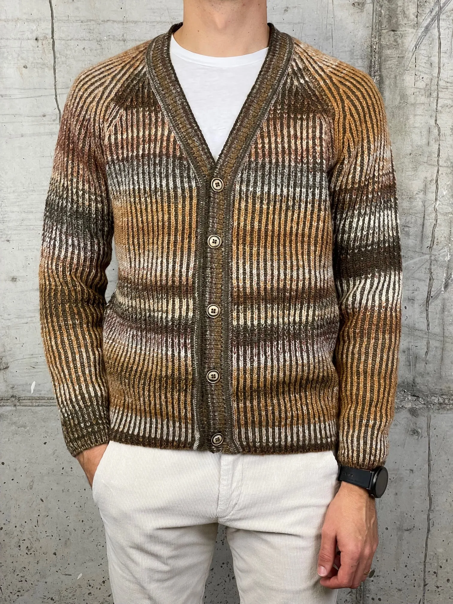 Bob Cardigan in Maglia Costa Inglese Marrone/Ruggine