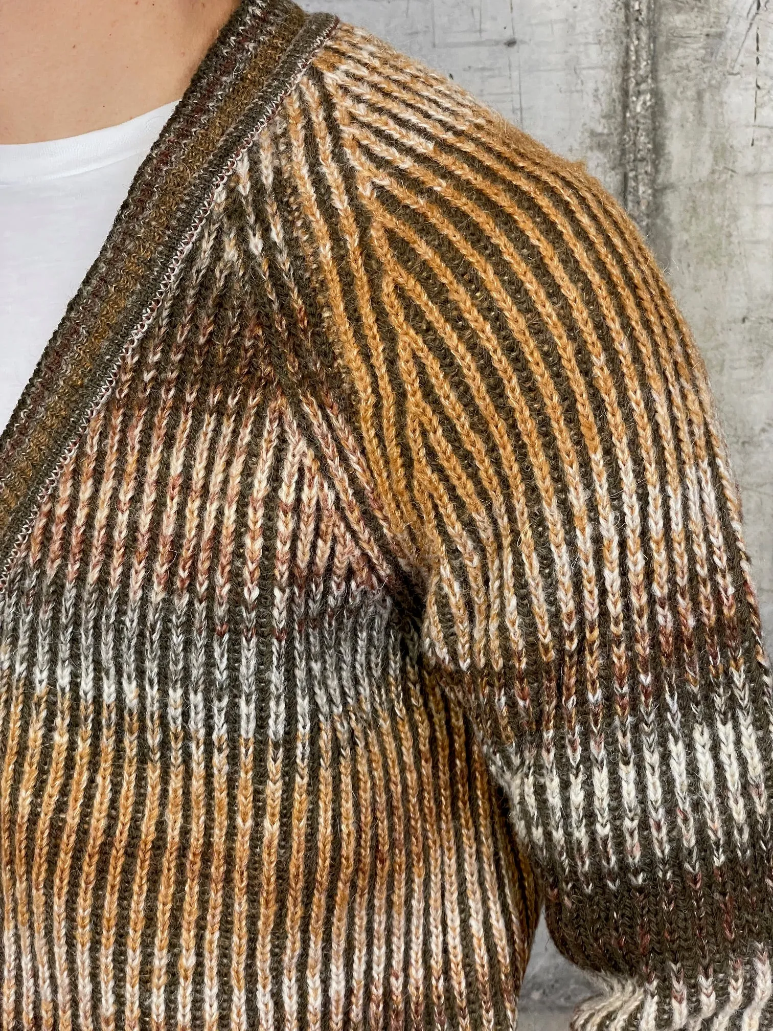 Bob Cardigan in Maglia Costa Inglese Marrone/Ruggine
