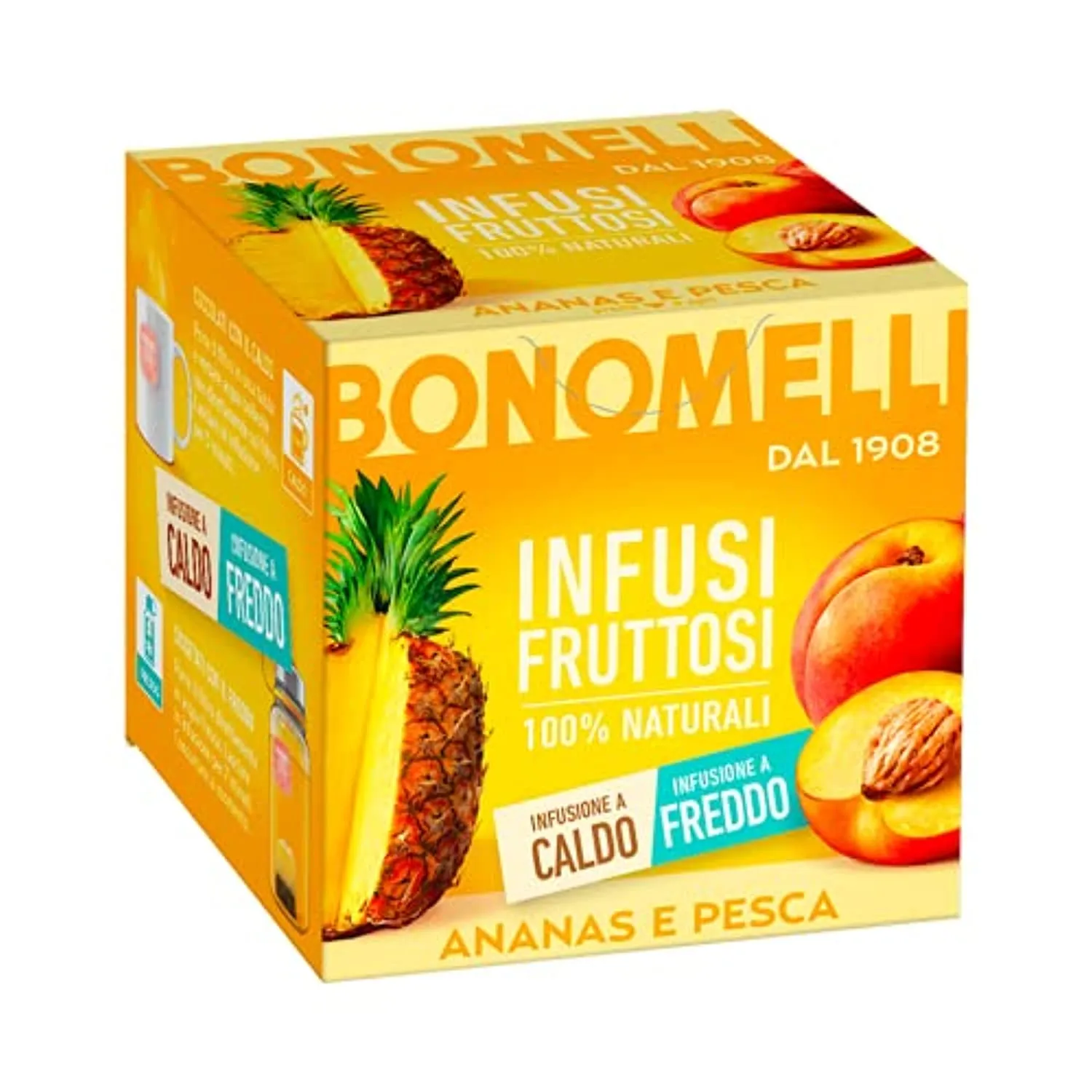 Bonomelli, Infusi Fruttosi, Ananas e Pesca, Ingredienti 100% Naturali, Gusto Dolce e Vellutato, Infusione a Caldo e a Freddo, Co