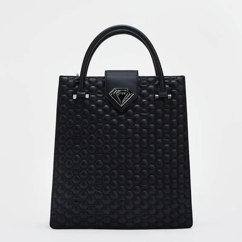 Borsa a Mano Trapuntata con Logo Metallico