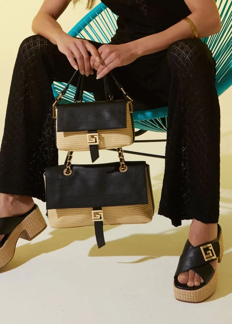 Borsa a spalla effetto rafia