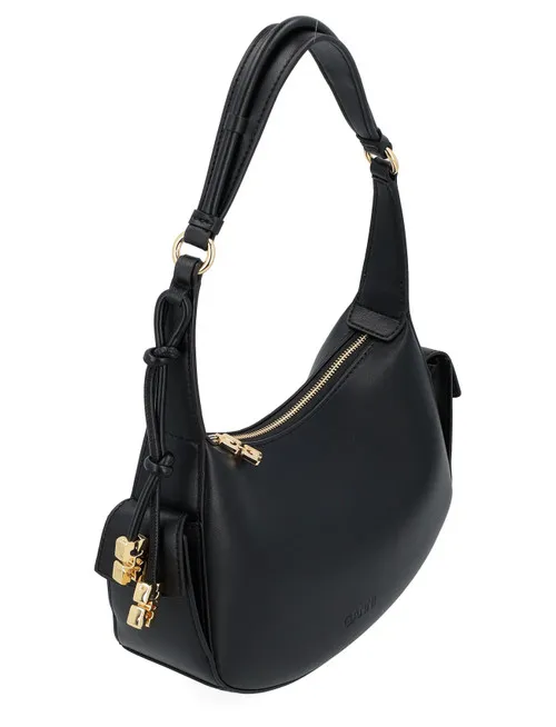 Borsa a spalla Ganni Swing in pelle nera