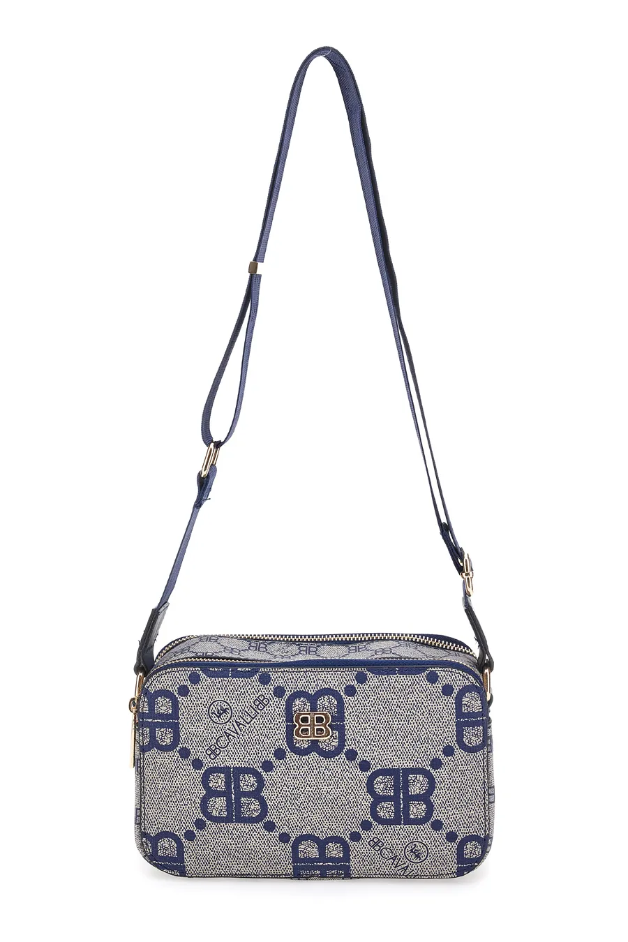 Borsa a Tracolla Blu con Cerniere Briciole Cavalli 1198