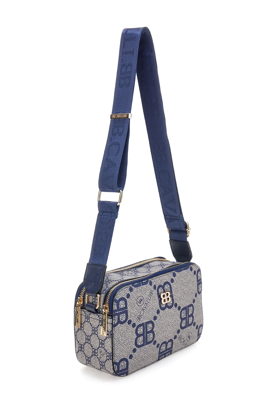 Borsa a Tracolla Blu con Cerniere Briciole Cavalli 1198