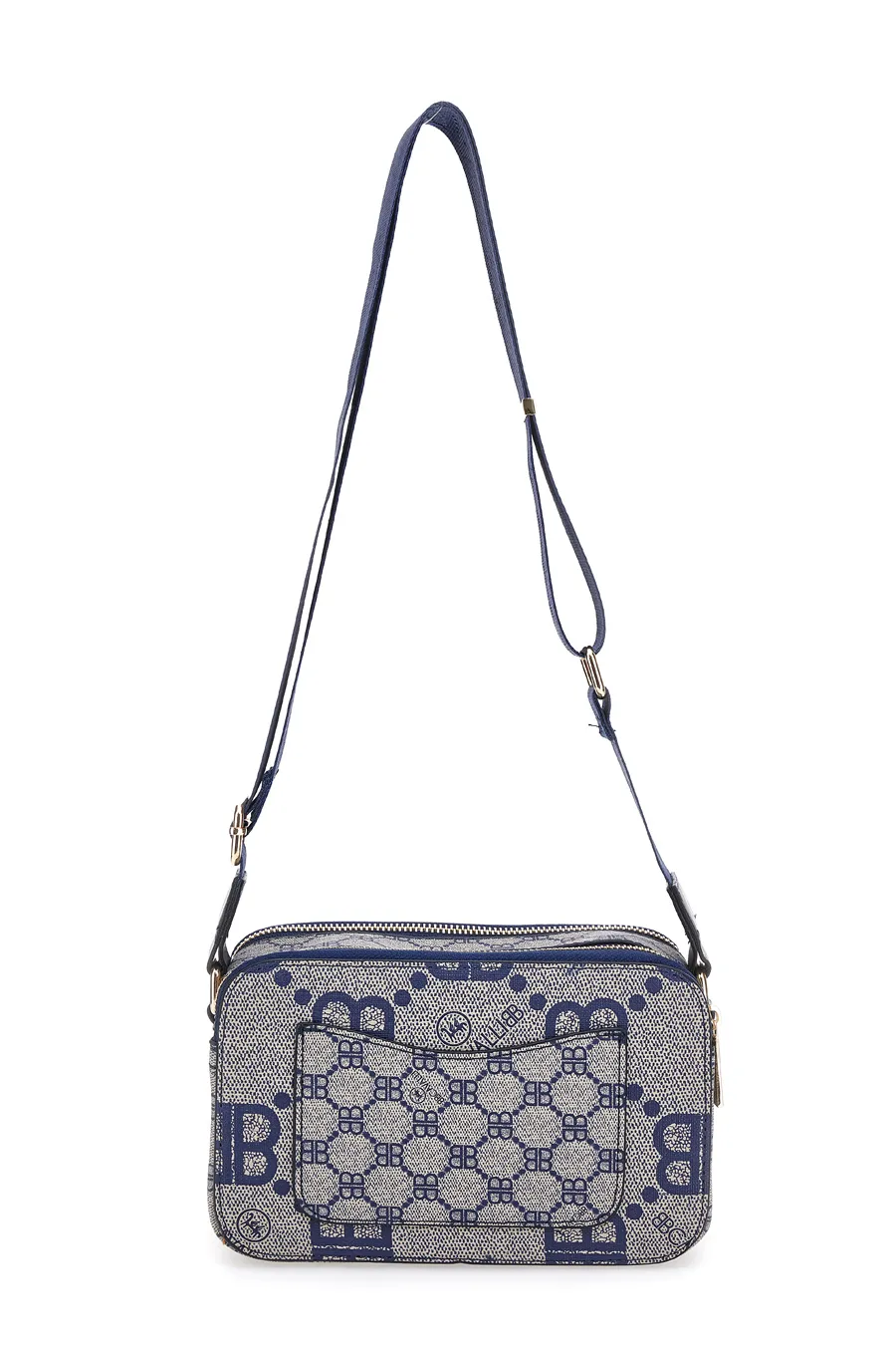 Borsa a Tracolla Blu con Cerniere Briciole Cavalli 1198