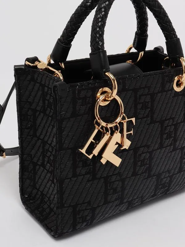 Borsa donna Elisabetta Franchi tote in rafia Nero