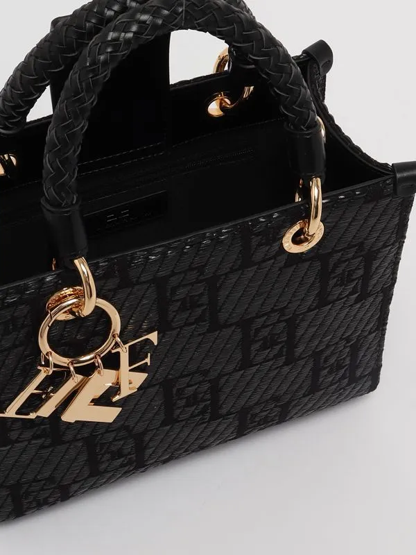 Borsa donna Elisabetta Franchi tote in rafia Nero