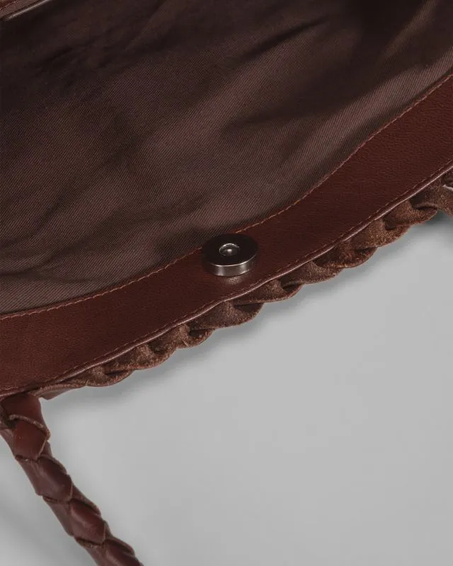 Borsa intrecciata in pelle Dragon Diffusion Vintage Mesh Tote marrone