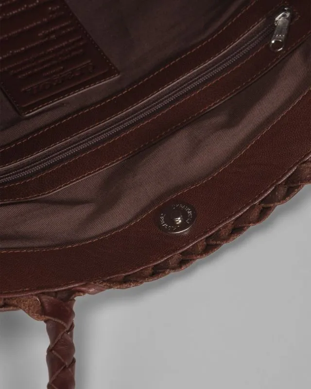 Borsa intrecciata in pelle Dragon Diffusion Vintage Mesh Tote marrone
