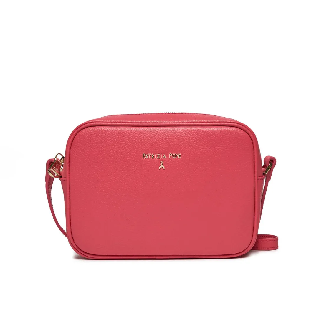Borsa Patrizia Pepe in pelle martellata rosa a tracolla