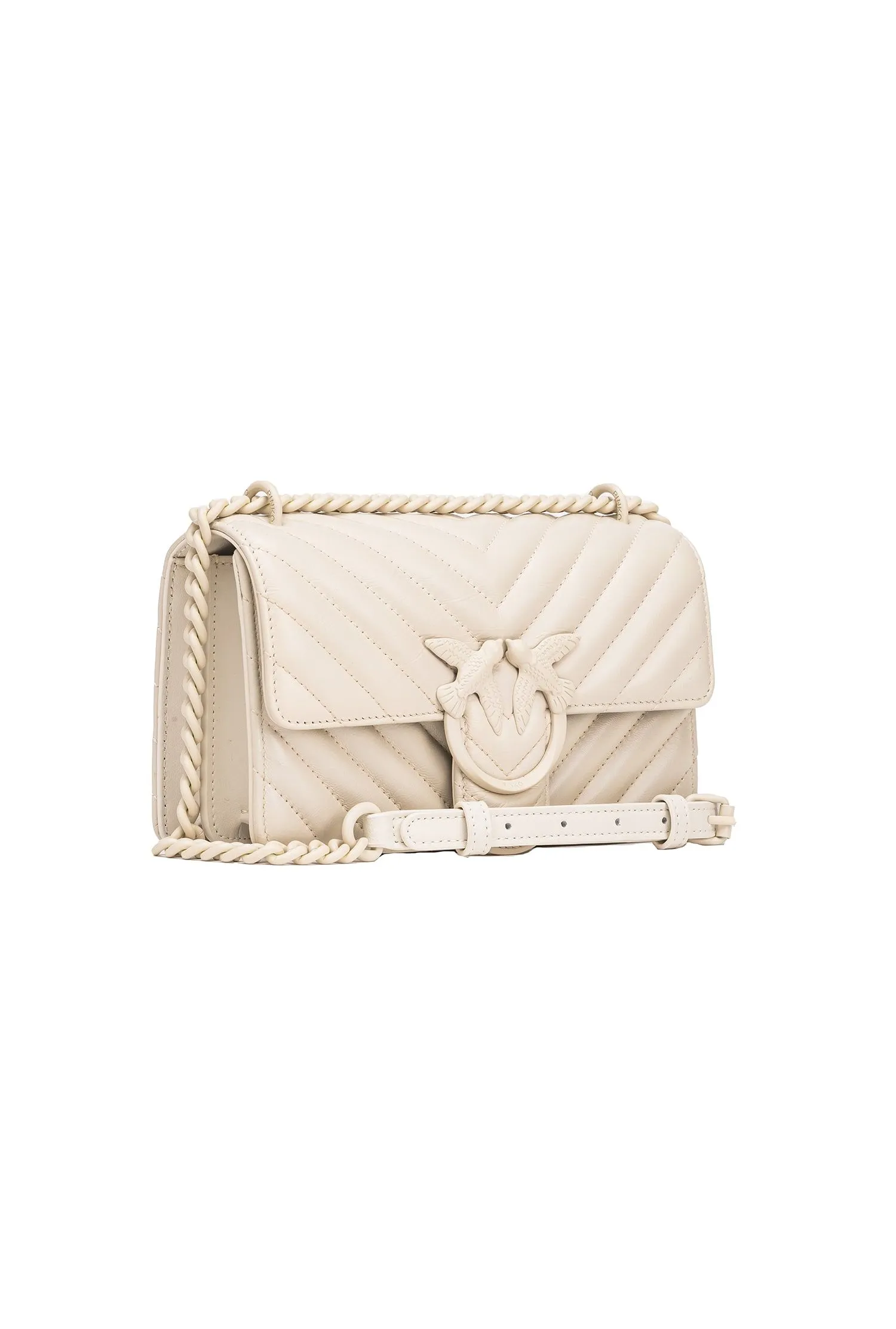 BORSA "LOVE ONE MINI" PANNA IN PELLE CHEVRON