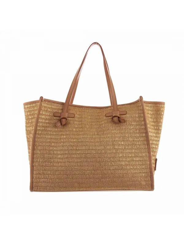 Borsa shopping in paglia metallizzata