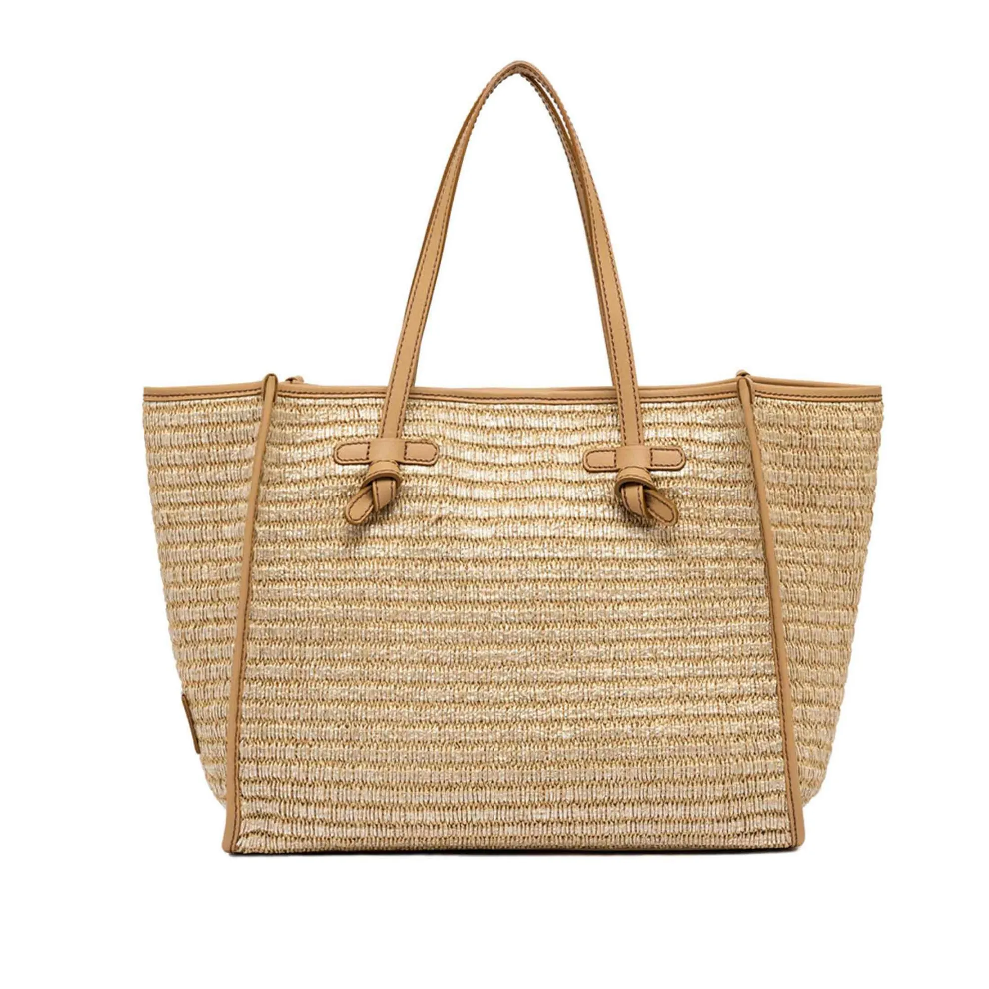 Borsa shopping in paglia metallizzata