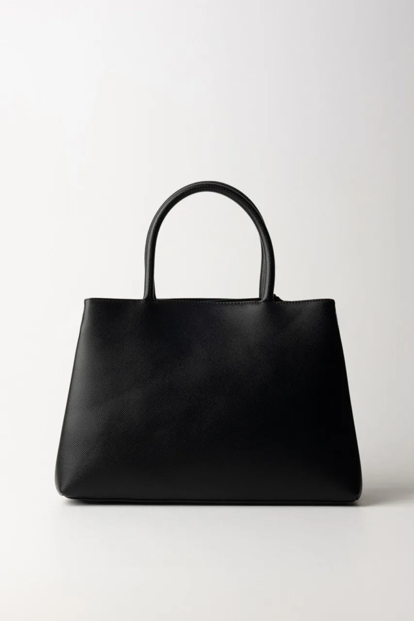 Borsa tote media con logo lettering Nero