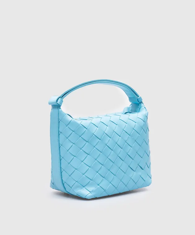Bottega Veneta Borsa a secchiello Candy Wallace in pelle blu con intreccio 776781V3IV1