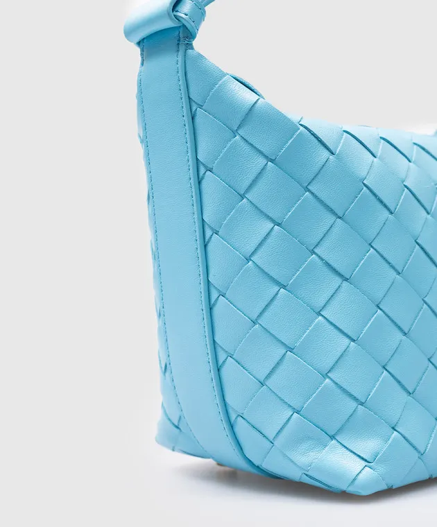 Bottega Veneta Borsa a secchiello Candy Wallace in pelle blu con intreccio 776781V3IV1