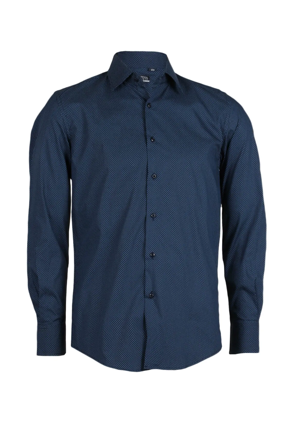 Camicia da uomo con microfantasia a contrasto